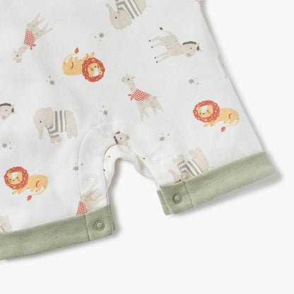 Juniors Animal Print Romper with Short Sleeves