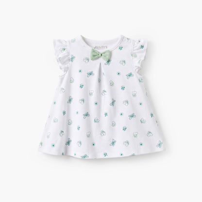 Juniors Cotton Round Neck Long Sleeves Sleepsuit with Bolero Overlay
