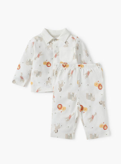 Juniors Animal Print Shirt and Pyjama Set-baby-boys-clothing-nightwear-pyjamasets-image-1
