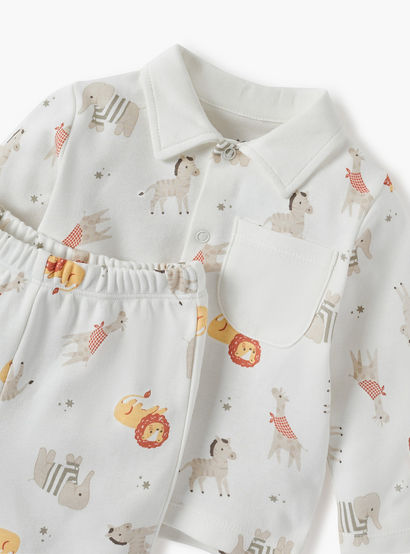 Juniors Animal Print Shirt and Pyjama Set-baby-boys-clothing-nightwear-pyjamasets-image-4