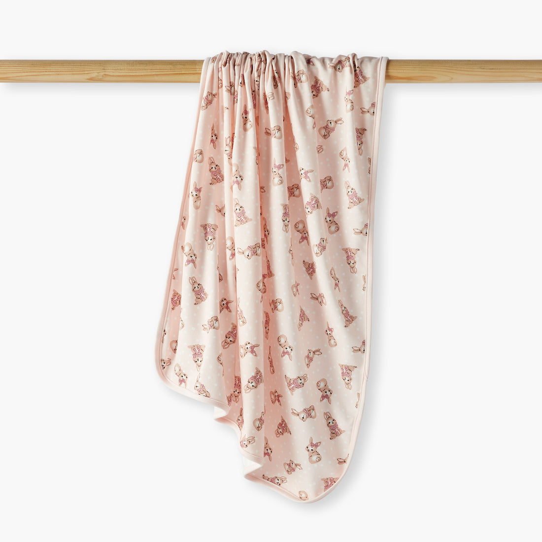 Juniors Bunny Print Receiving Blanket - 71x81 cm - Pink / 0-6 mths
