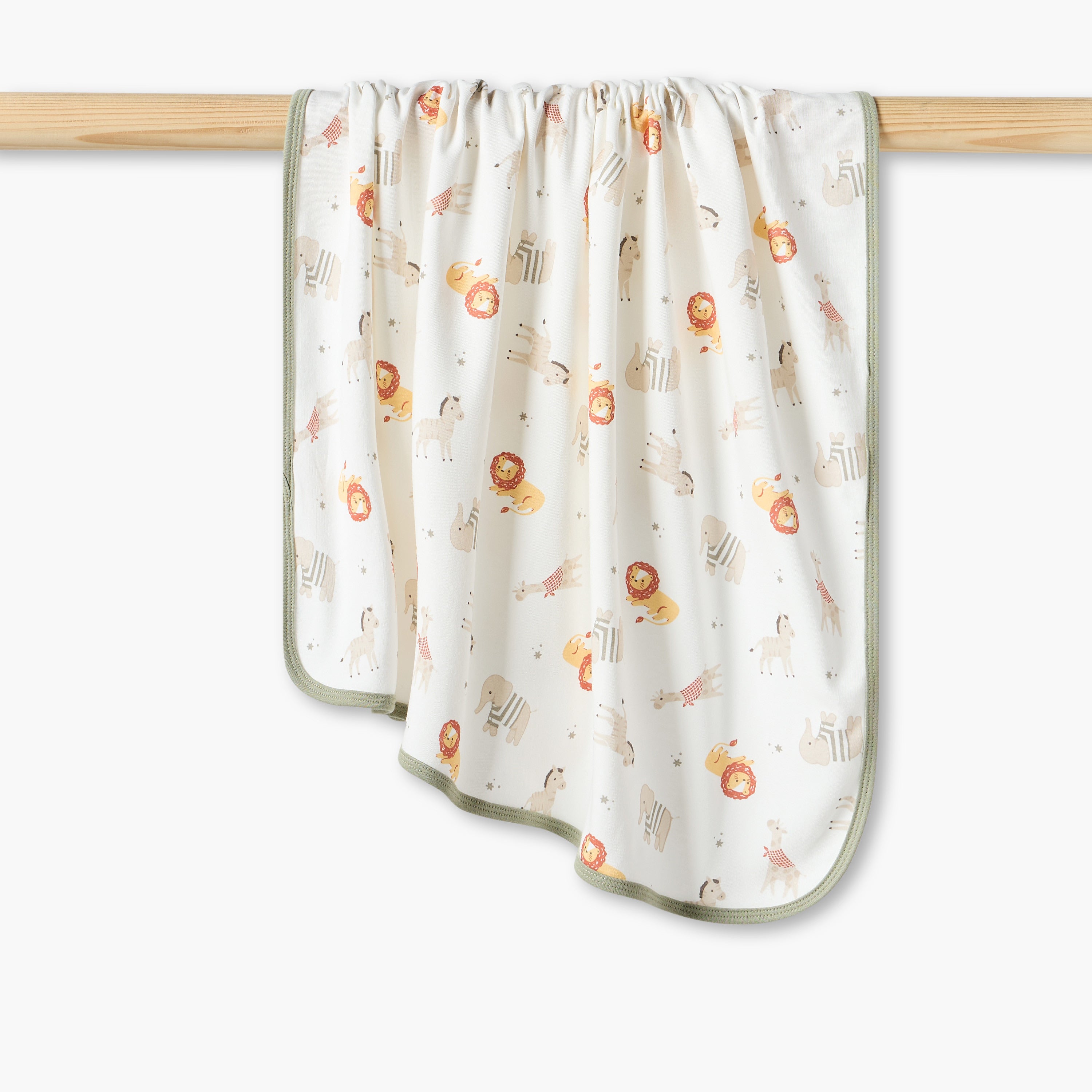 Juniors Animal Print Receiving Blanket - Cream / 0-6 mths