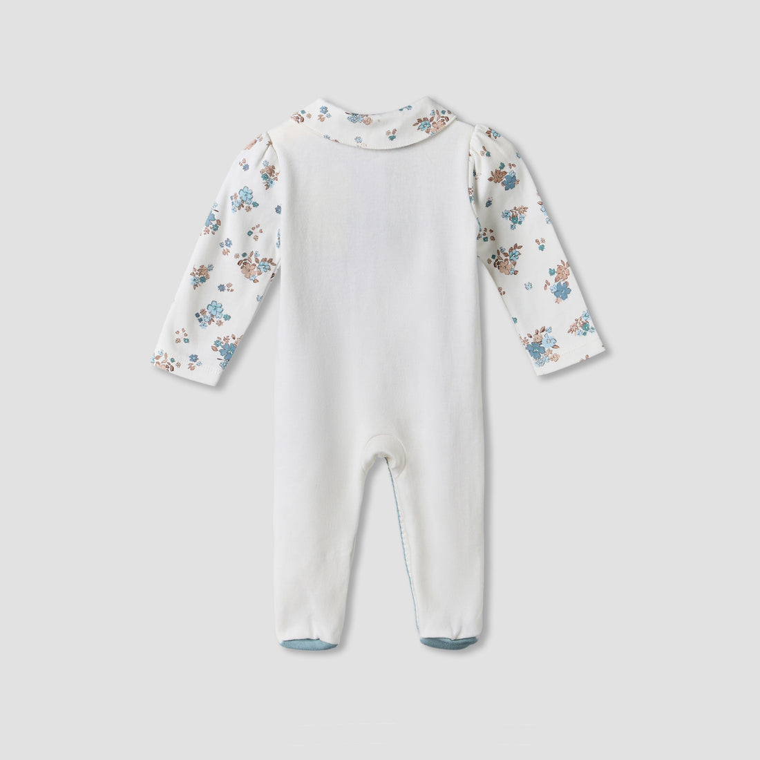 Juniors Cotton Collared Long Sleeves Sleepsuit with Floral Print