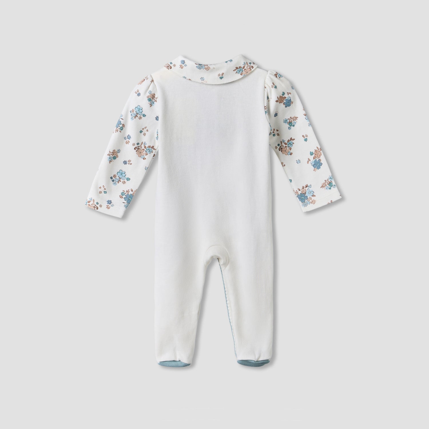 Juniors Cotton Collared Long Sleeves Sleepsuit with Floral Print