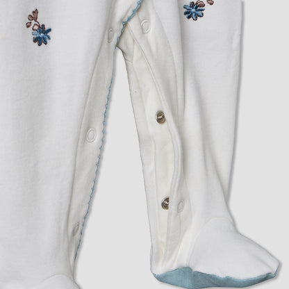 Juniors Cotton Collared Long Sleeves Sleepsuit with Floral Print