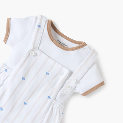 Juniors Car Print Dungaree and Solid T-shirt Set