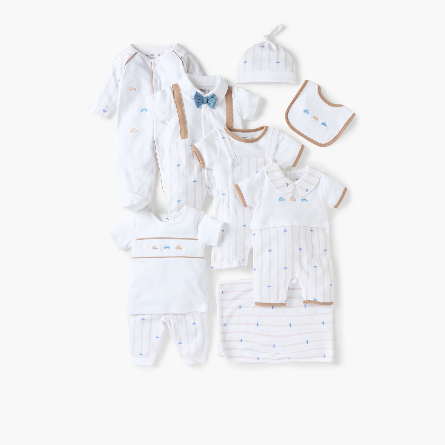 Juniors Car Print Dungaree and Solid T-shirt Set