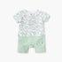 Juniors Elephant Print Romper with Short Sleeves and Snap Button Closure - Green / 12-18 mths