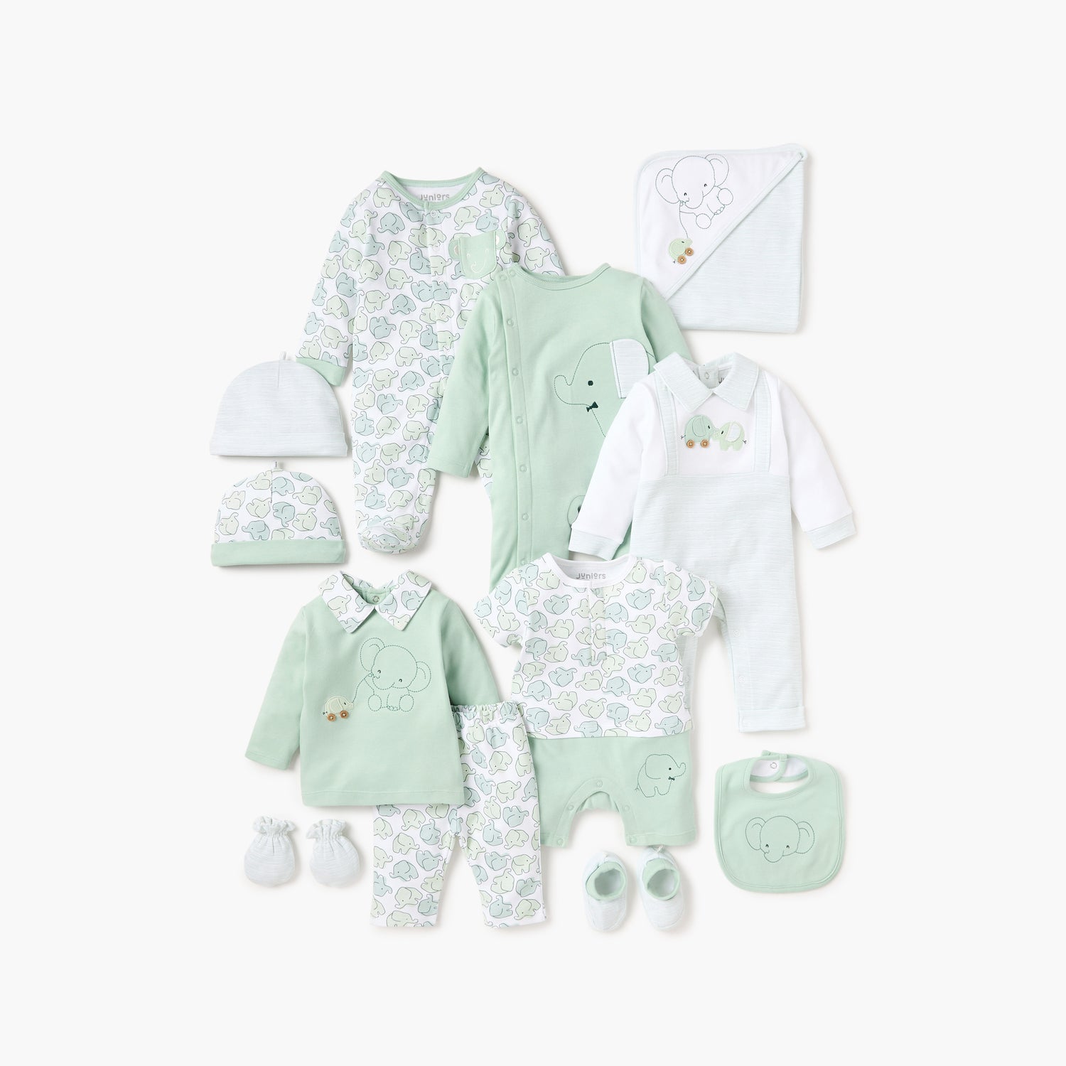 Juniors Elephant Print Romper with Short Sleeves and Snap Button Closure