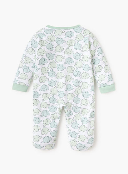Juniors Elephant Print Closed Foot Sleepsuit with Long Sleeves and Snap Button Closure-baby-boys-clothing-nightwear-sleepsuits-image-2