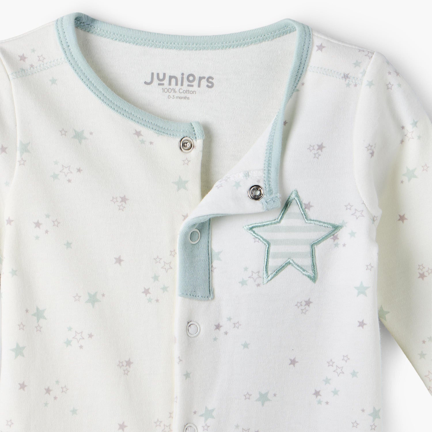 Juniors Cotton Crew Neck Long Sleeves Sleepsuit with Star Print