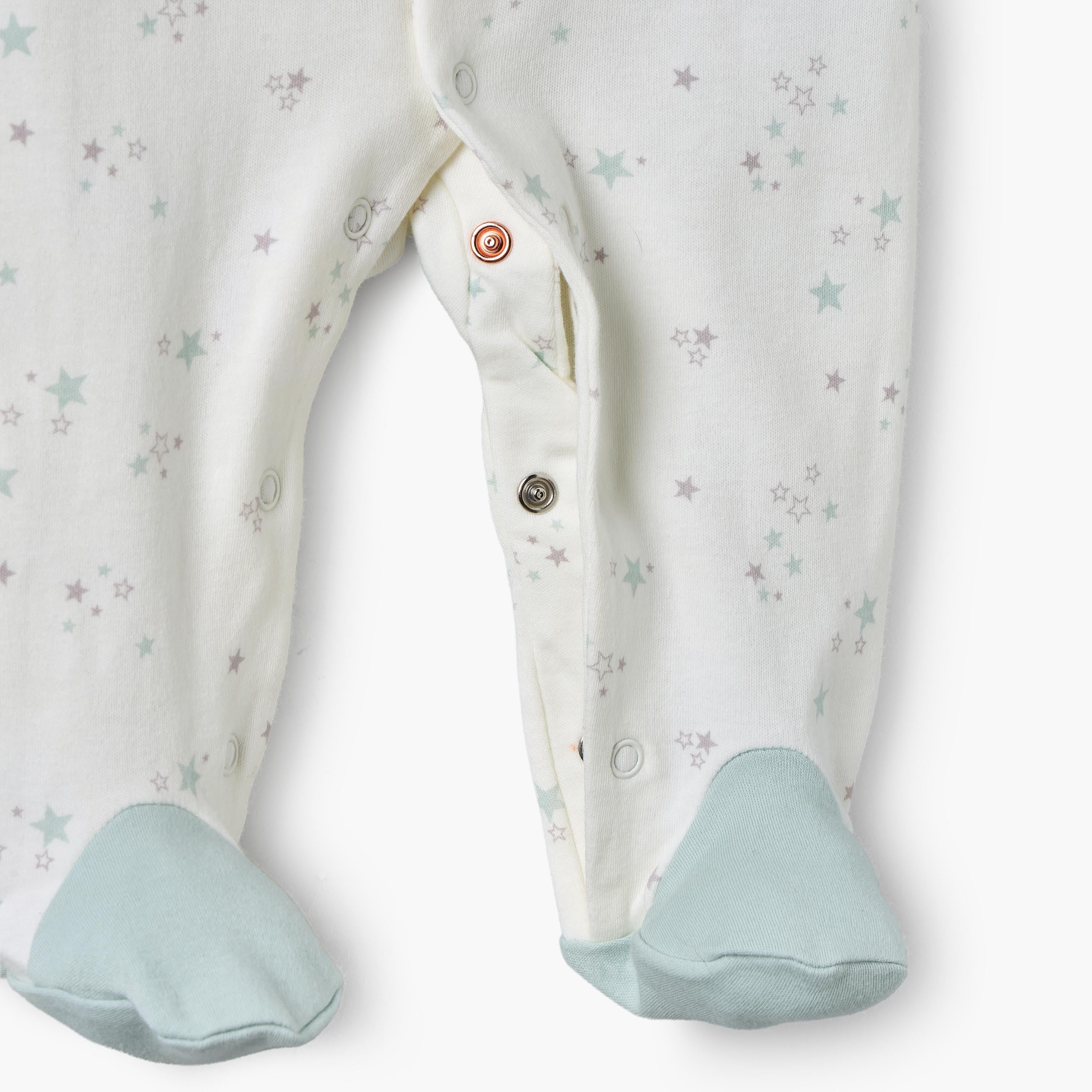 Juniors Cotton Crew Neck Long Sleeves Sleepsuit with Star Print