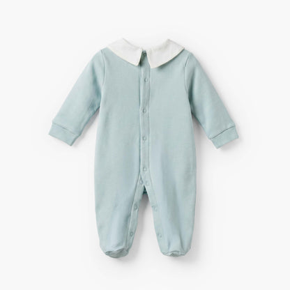 Juniors Cotton Collared Long Sleeves Sleepsuit with Snap Button Closure