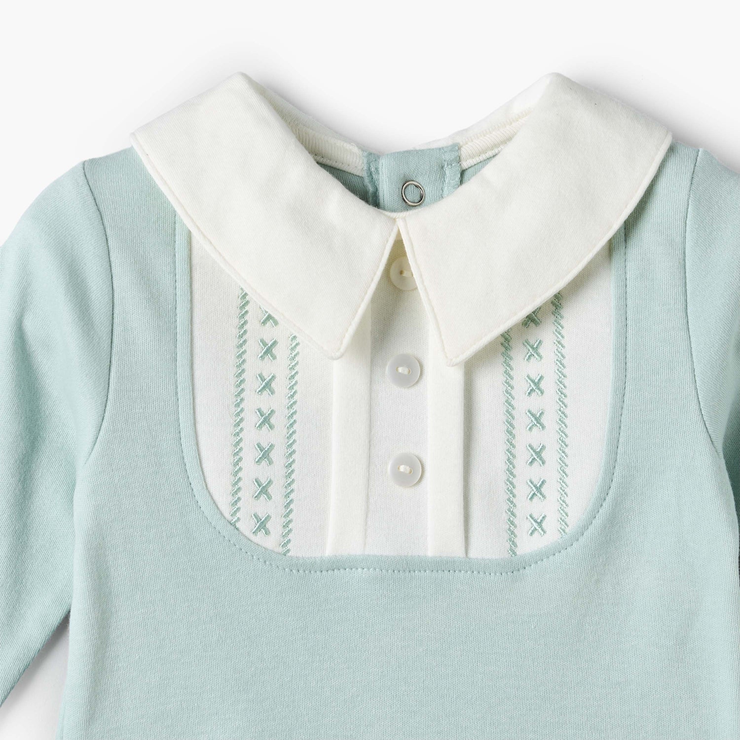 Juniors Cotton Collared Long Sleeves Sleepsuit with Snap Button Closure