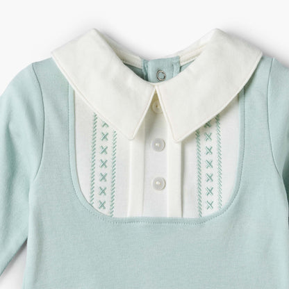 Juniors Cotton Collared Long Sleeves Sleepsuit with Snap Button Closure