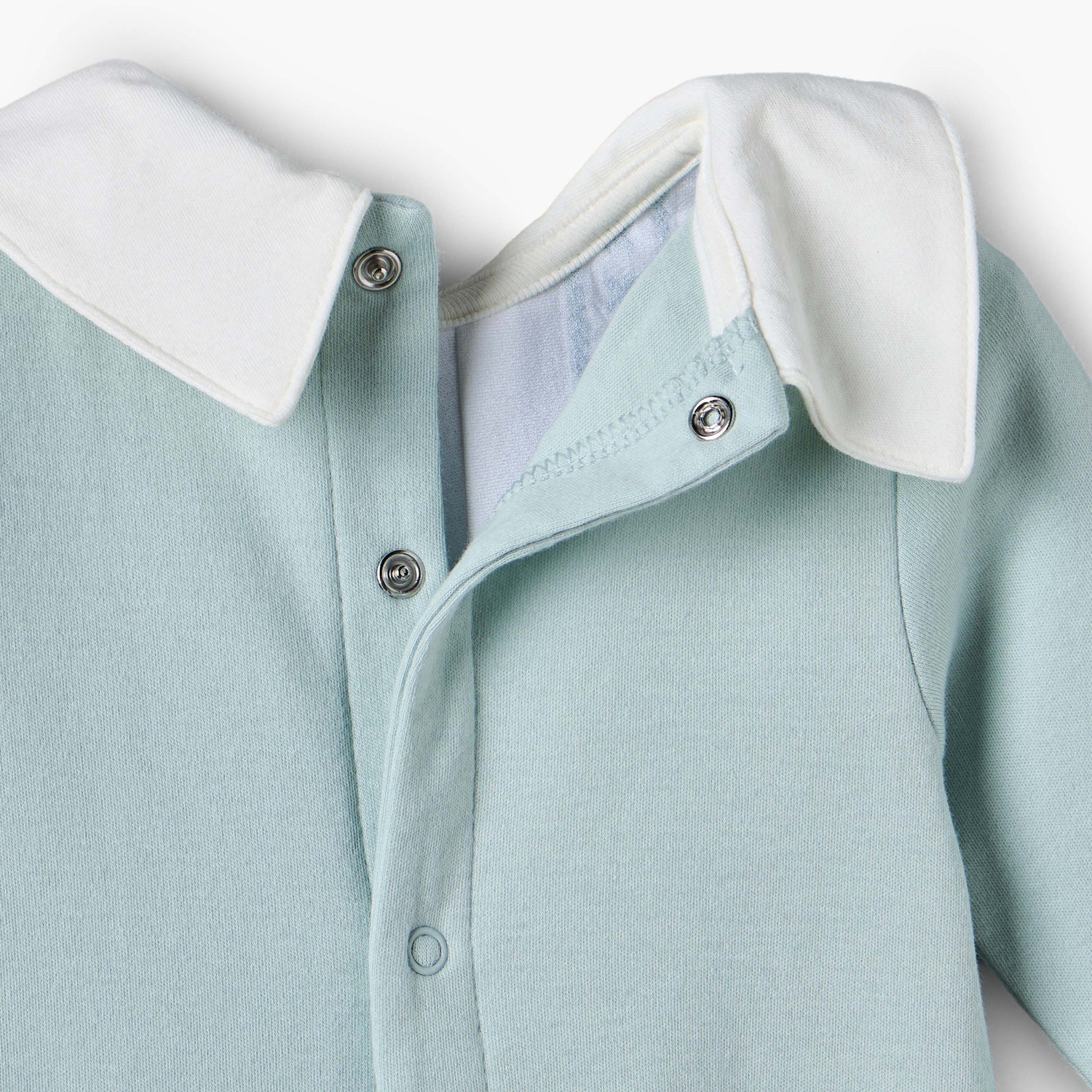Juniors Cotton Collared Long Sleeves Sleepsuit with Snap Button Closure