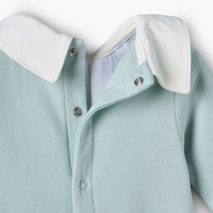 Juniors Cotton Collared Long Sleeves Sleepsuit with Snap Button Closure