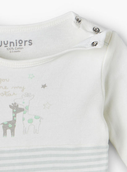 Juniors Cotton Crew Neck Long Sleeves Sleepsuit with Giraffe Print-baby-girls-clothing-nightwear-sleepsuits-image-4