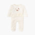 Juniors Bear Applique Sleepsuit with Long Sleeves and Bow Detail - Cream / 12-18 mths