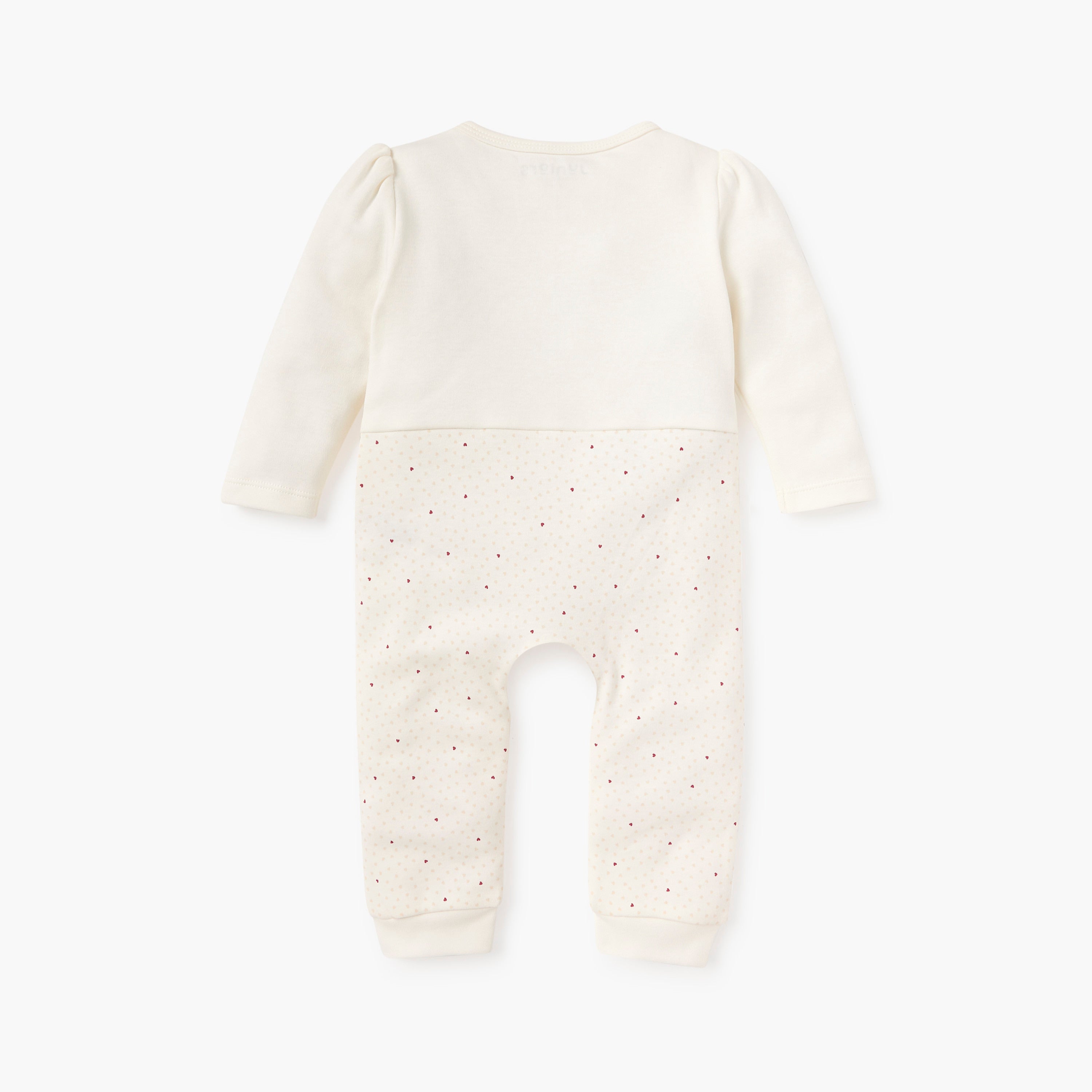 Juniors Bear Applique Sleepsuit with Long Sleeves and Bow Detail