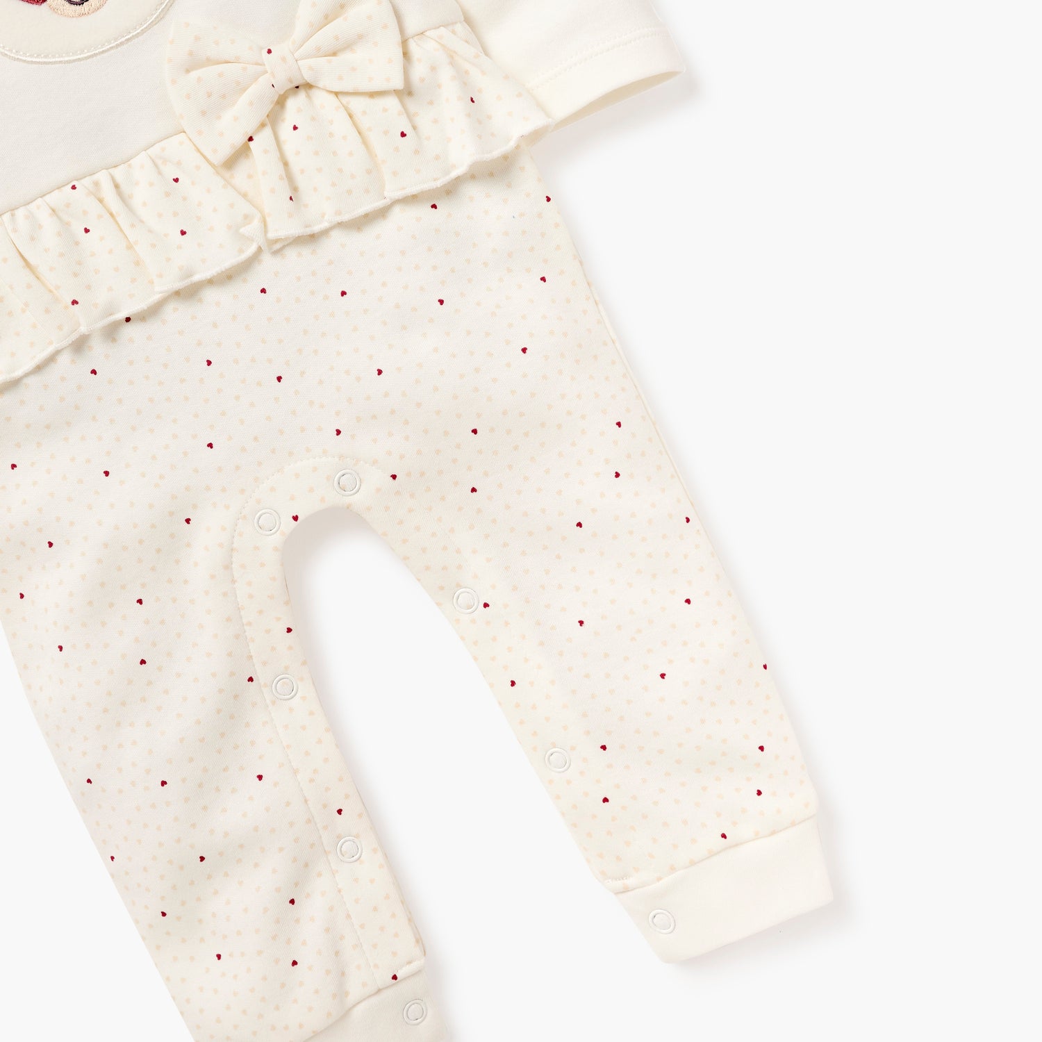 Juniors Bear Applique Sleepsuit with Long Sleeves and Bow Detail