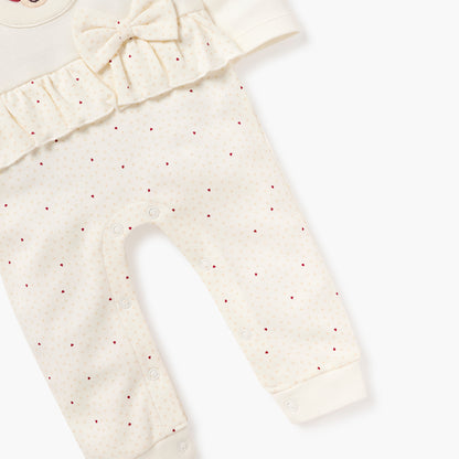 Juniors Bear Applique Sleepsuit with Long Sleeves and Bow Detail