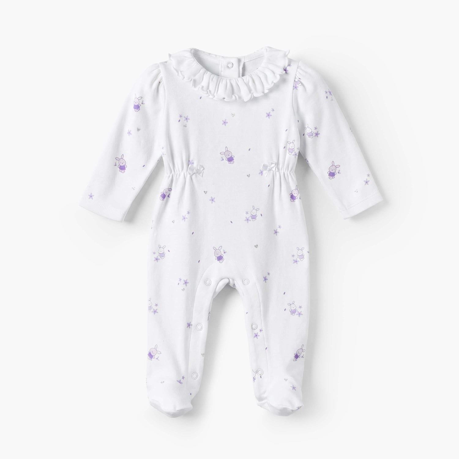 Juniors Cotton Round Neck Long Sleeves Sleepsuit with Floral Print
