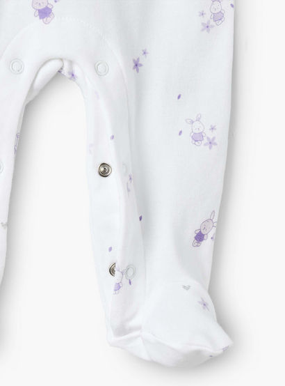 Juniors Cotton Collared Long Sleeves Sleepsuit with Bunny Print-baby-girls-clothing-nightwear-sleepsuits-image-4