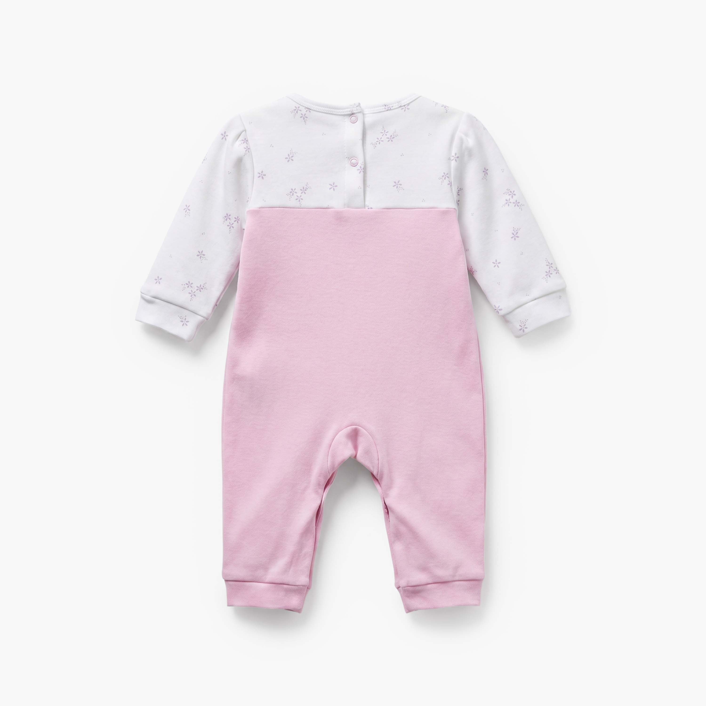 Juniors Cotton Round Neck Long Sleeves Sleepsuit with Floral Print