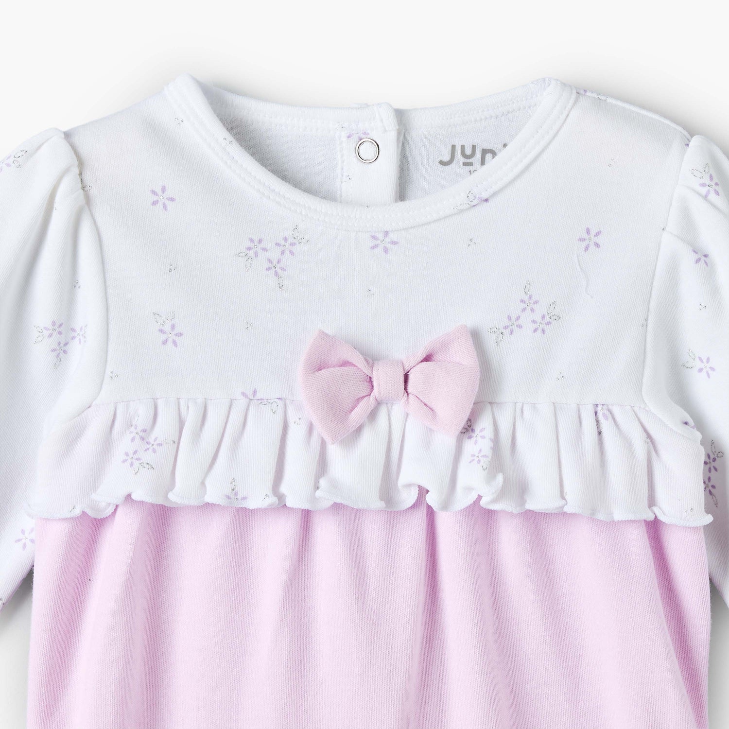 Juniors Cotton Round Neck Long Sleeves Sleepsuit with Floral Print