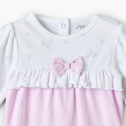 Juniors Cotton Round Neck Long Sleeves Sleepsuit with Floral Print