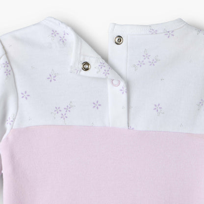 Juniors Cotton Round Neck Long Sleeves Sleepsuit with Floral Print