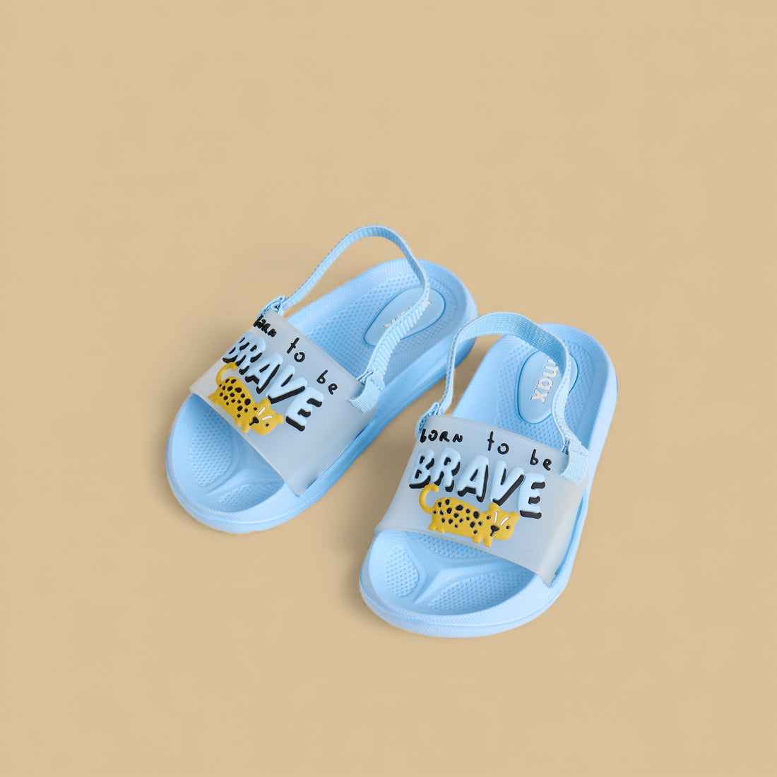 Cheetah Slogan Embossed Slides with Elastic Strap - Blue / 20