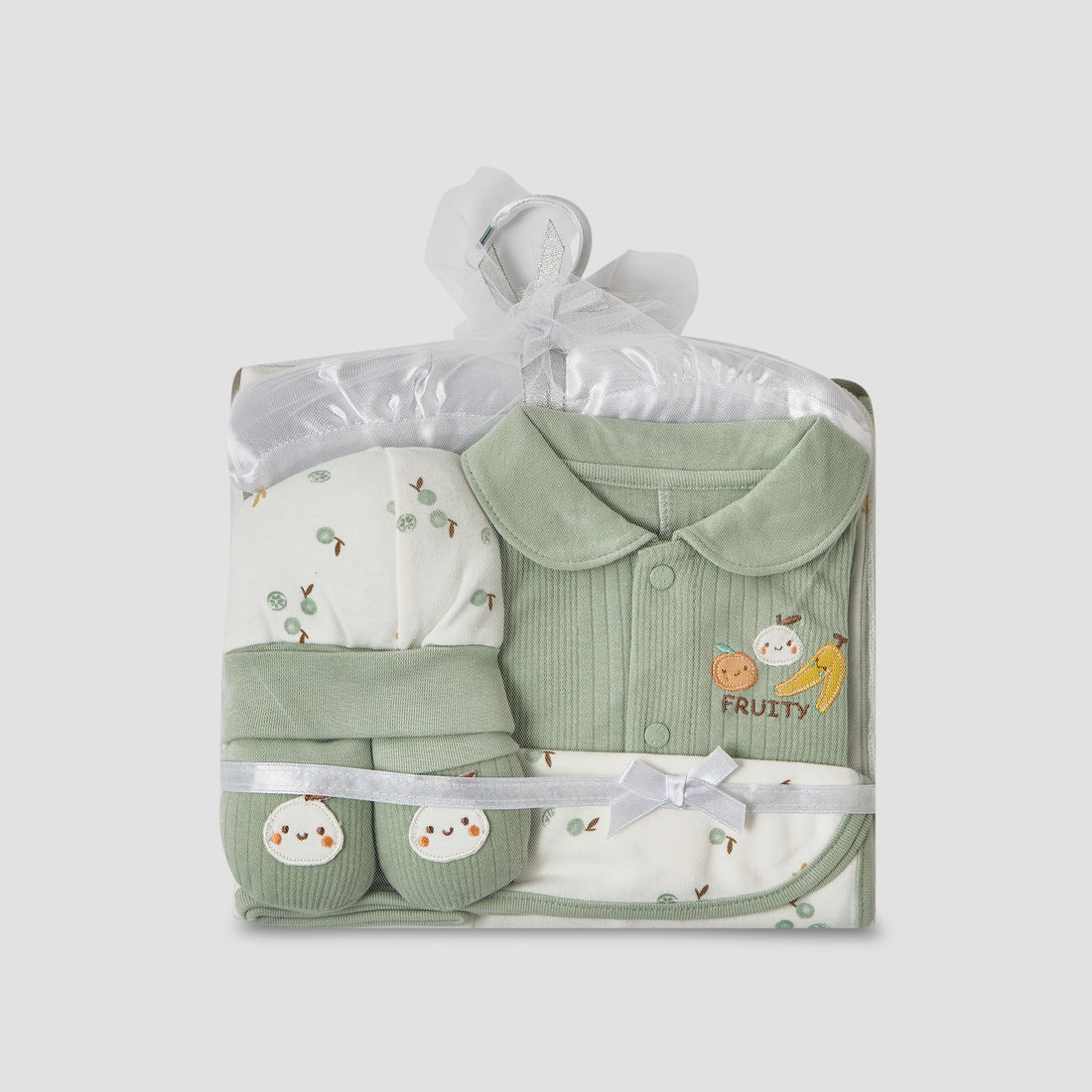 Set of 5 Juniors Clothing Gift Set with Print - Green / 0-6 mths