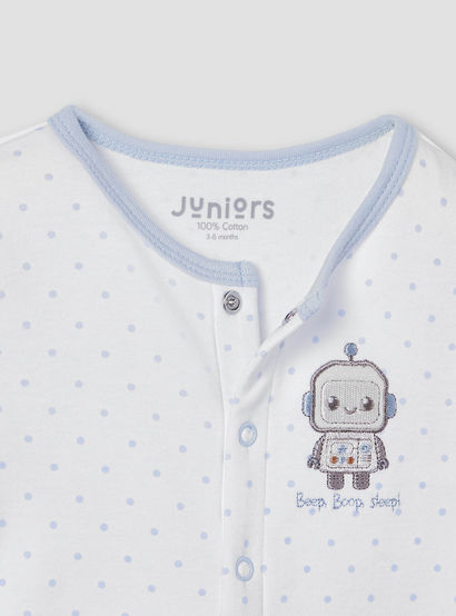 Juniors Robot Applique Sleepsuit with Long Sleeves and Button Closure-baby-boys-clothing-nightwear-sleepsuits-image-4