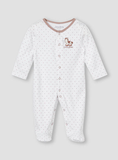 Juniors Horse Applique Sleepsuit with Long Sleeves and Button Closure-baby-boys-clothing-nightwear-sleepsuits-image-1