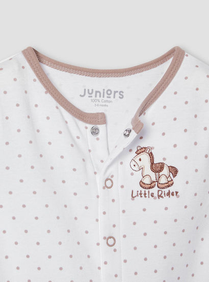 Juniors Horse Applique Sleepsuit with Long Sleeves and Button Closure-baby-boys-clothing-nightwear-sleepsuits-image-3