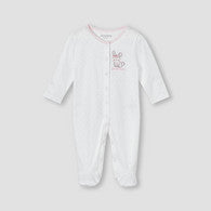 Juniors Bunny Embroidered Sleepsuit with Button Closure-undefined-image-1