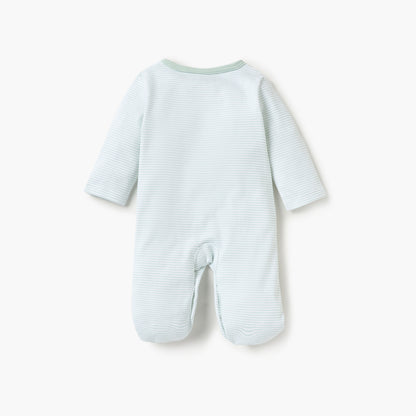 Juniors Striped Closed Foot Sleepsuit with Long Sleeves and Snap Button Closure