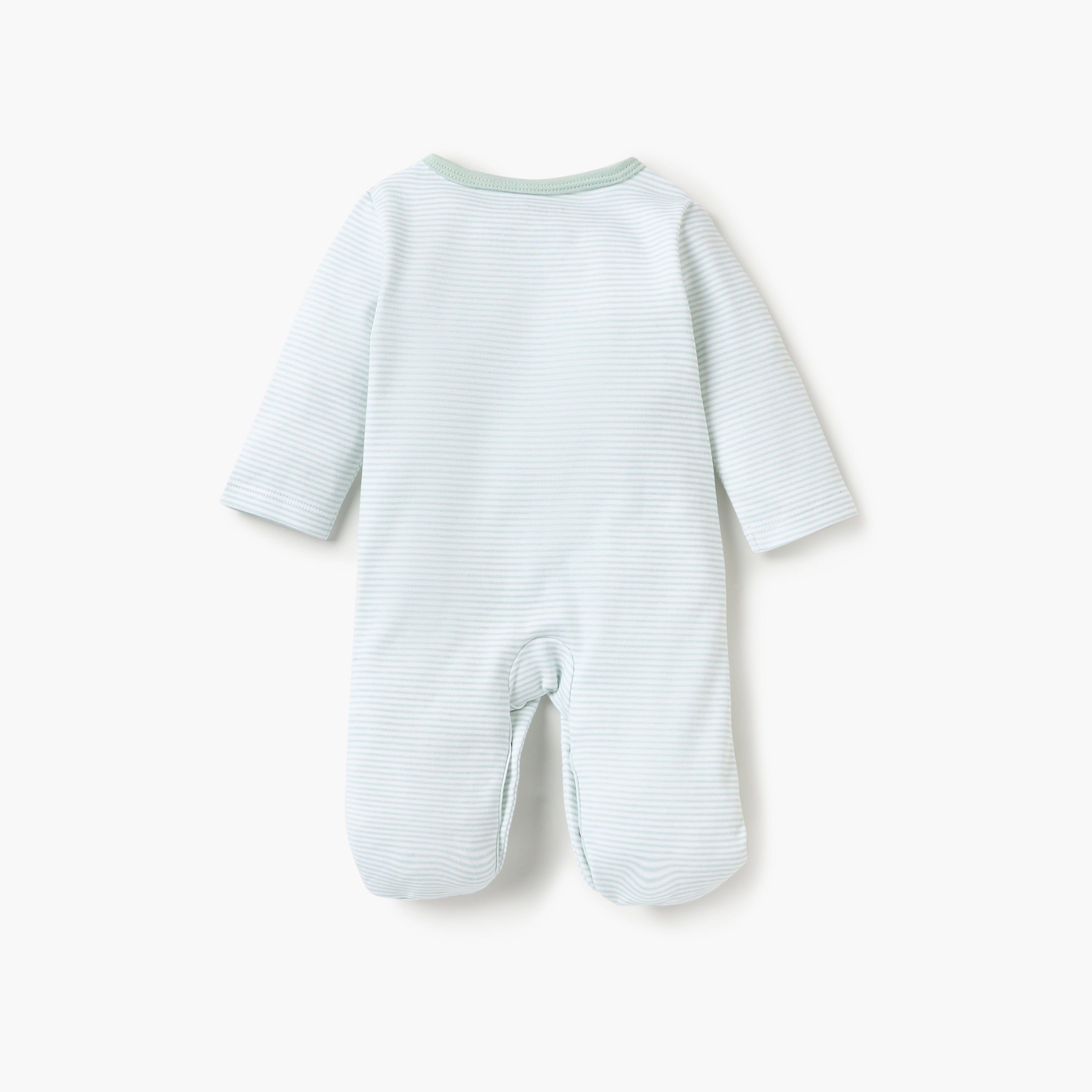 Juniors Striped Closed Foot Sleepsuit with Long Sleeves and Snap Button Closure