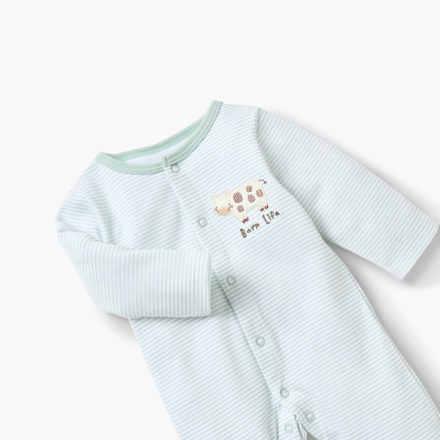 Juniors Striped Closed Foot Sleepsuit with Long Sleeves and Snap Button Closure