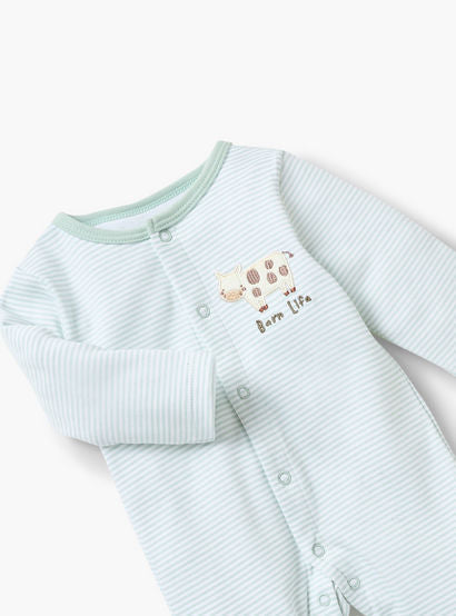 Juniors Striped Closed Foot Sleepsuit with Long Sleeves and Snap Button Closure-baby-girls-clothing-nightwear-sleepsuits-image-3