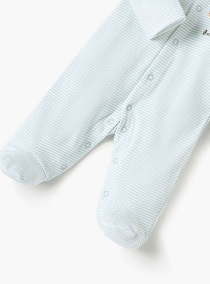 Juniors Striped Closed Foot Sleepsuit with Long Sleeves and Snap Button Closure-baby-girls-clothing-nightwear-sleepsuits-image-4
