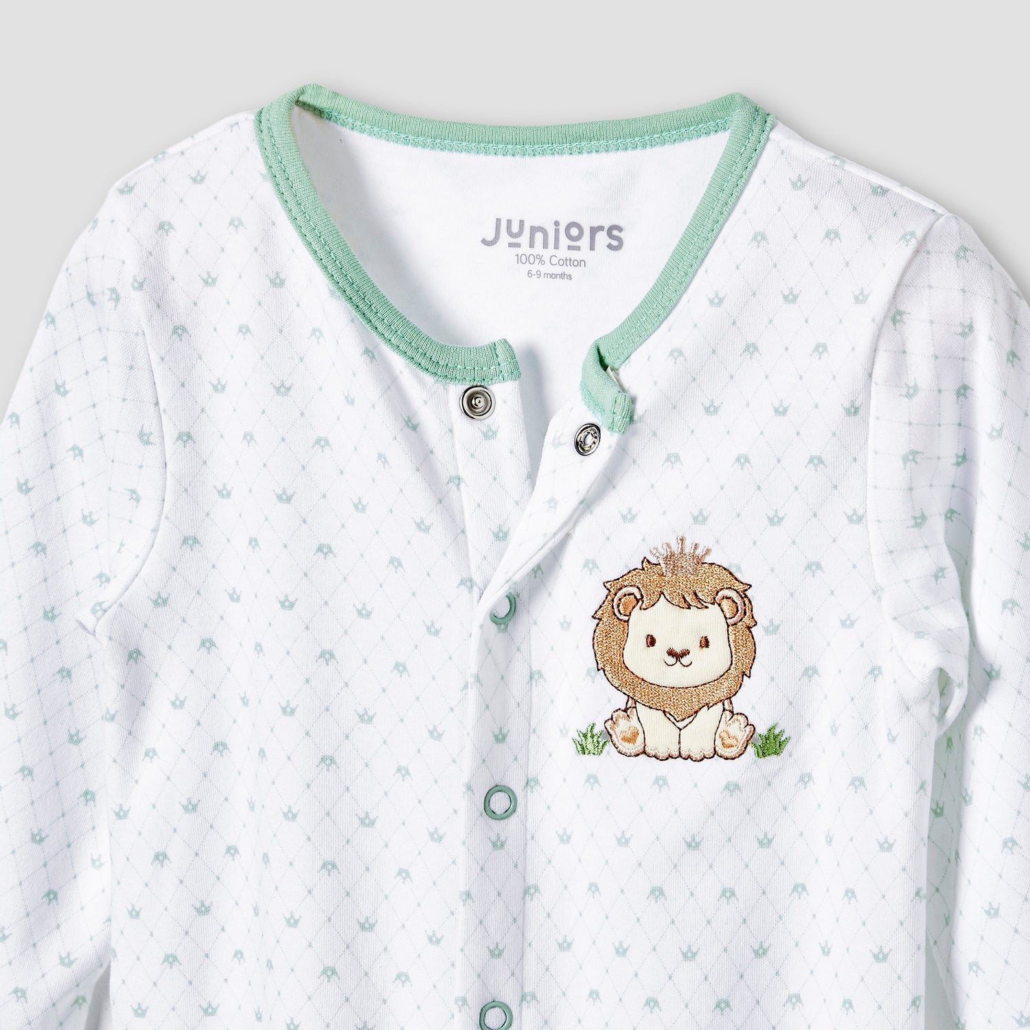 Juniors Round Neck Sleepsuit with Closed Feet - Cotton - Long Sleeves