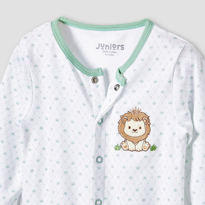 Juniors Round Neck Sleepsuit with Closed Feet - Cotton - Long Sleeves