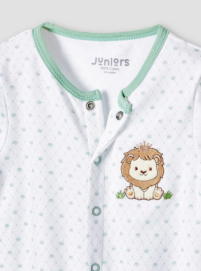 Juniors Round Neck Sleepsuit with Closed Feet - Cotton - Long Sleeves-baby-boys-clothing-nightwear-sleepsuits-image-3