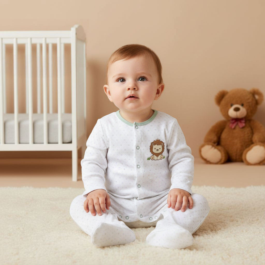 Juniors Round Neck Sleepsuit with Closed Feet - Cotton - Long Sleeves