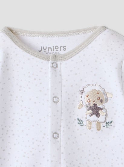 Juniors Sheep Embroidered Sleepsuit with Long Sleeves-baby-boys-clothing-nightwear-sleepsuits-image-3