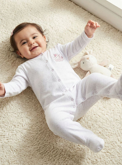 Juniors Unicorn Embroidered Sleepsuit-baby-girls-clothing-nightwear-sleepsuits-image-1