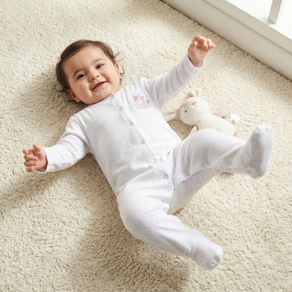 Juniors Unicorn Embroidered Sleepsuit - Purple / 12-18 mths